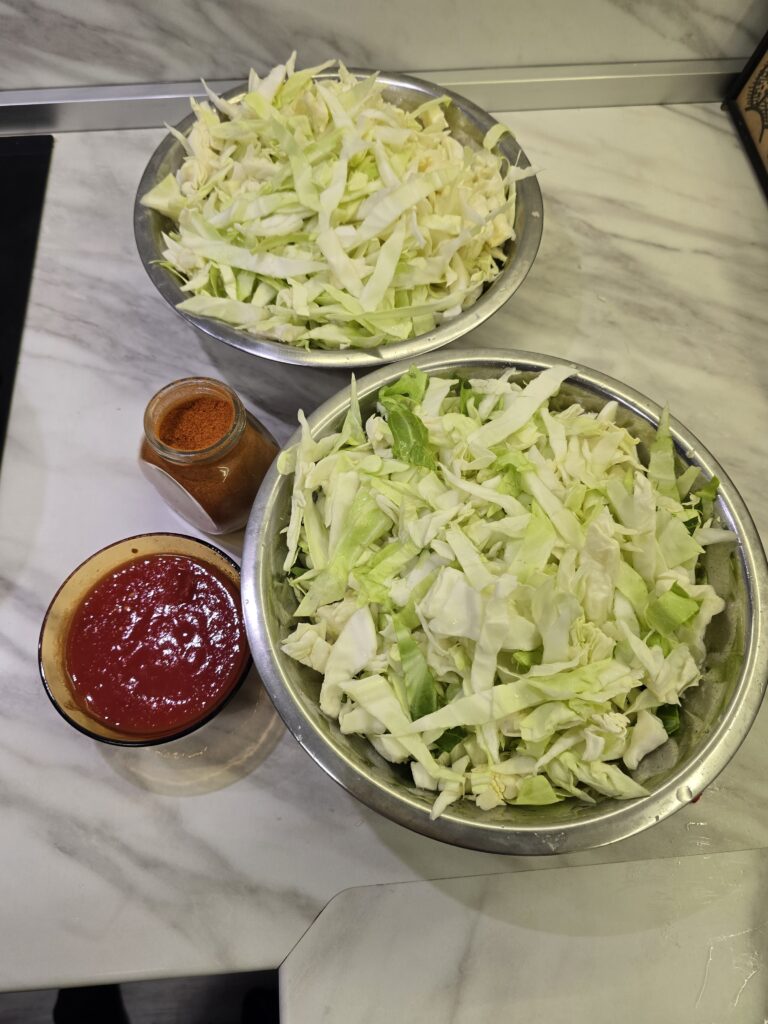 Pork bacon with cabbage