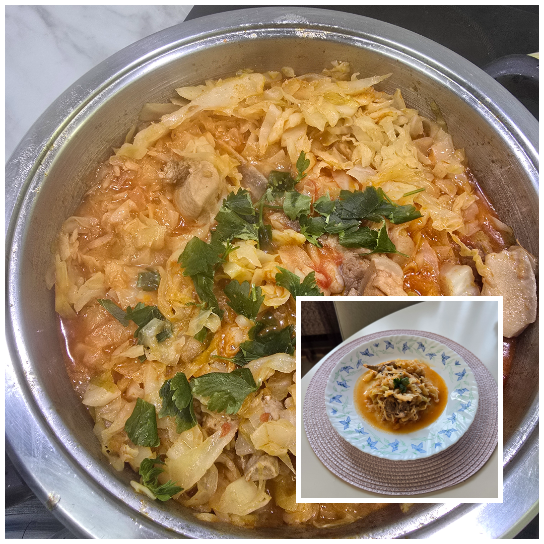 Pork bacon with cabbage