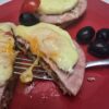 Burger sandwich wit egg and ham