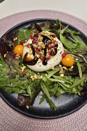 Burrata cheese salad with pomegranate