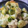 Brussels sprout with bacon mozzarella and parmigiano