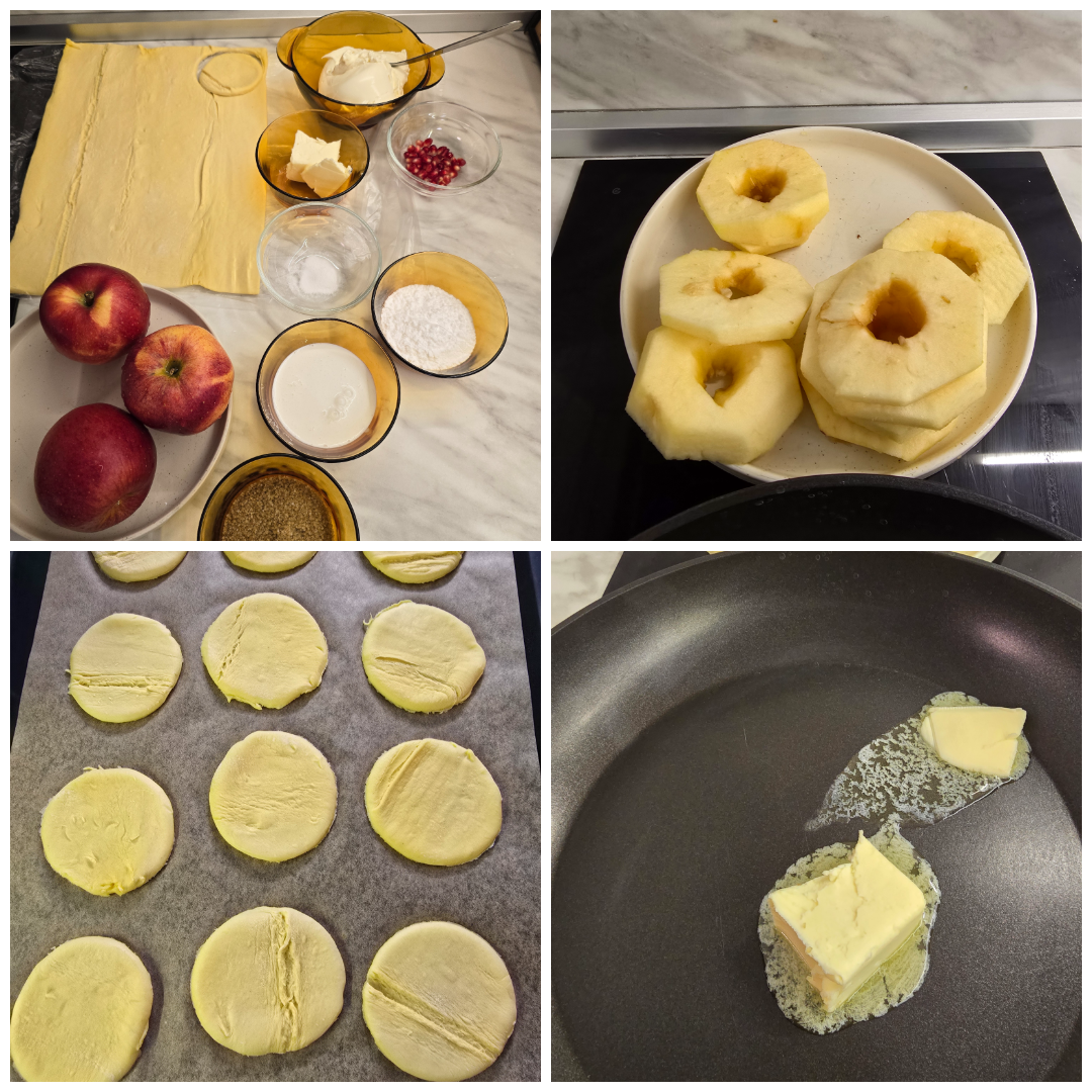 Caramelized apples with mascarpone and puff pustry
