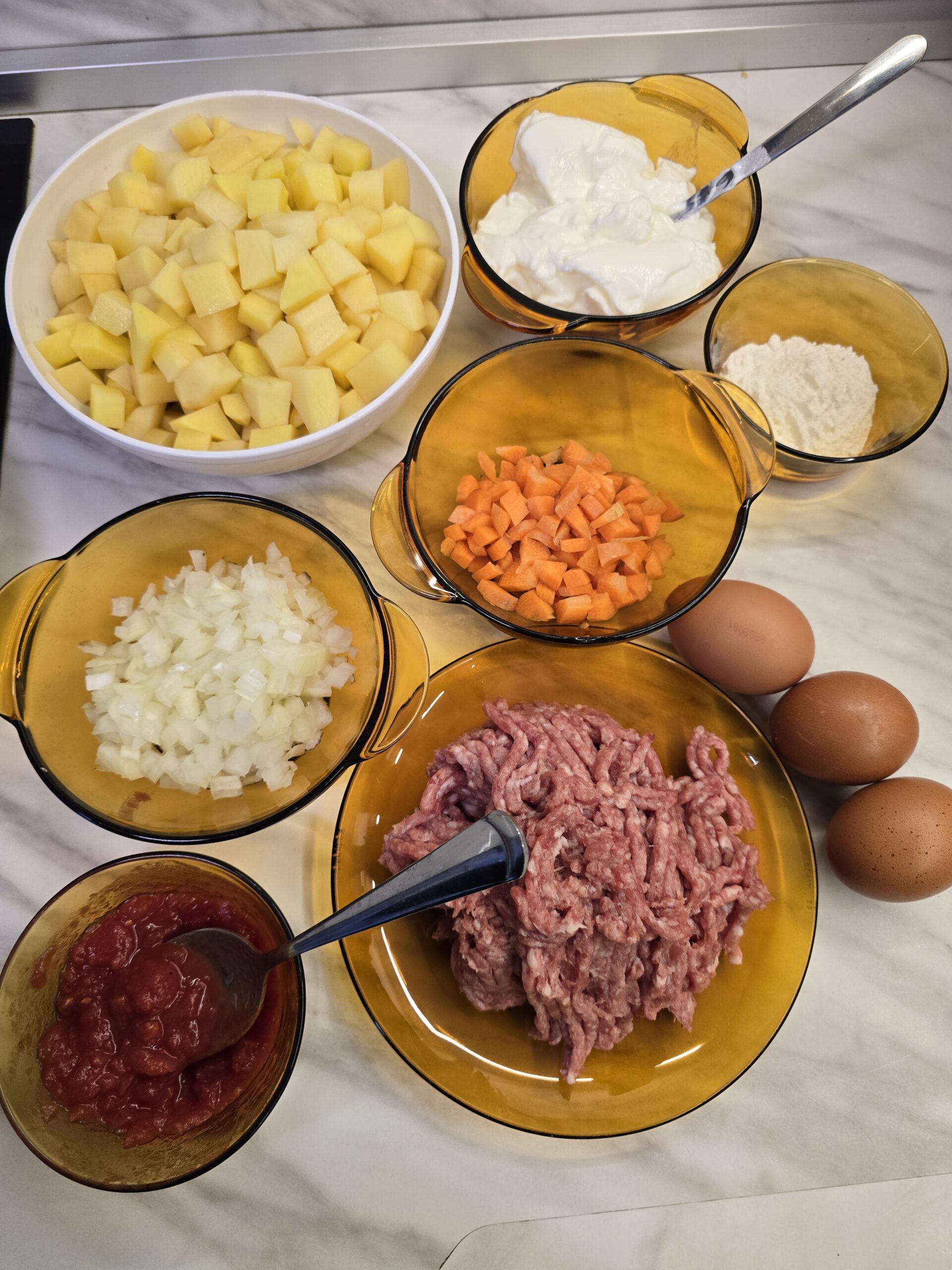 Musaka with potatoes and minced meat