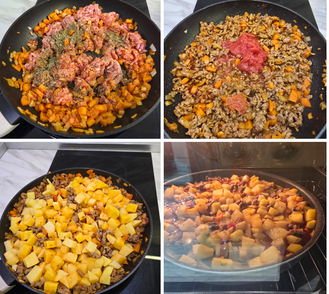 Musaka with potatoes and minced meat