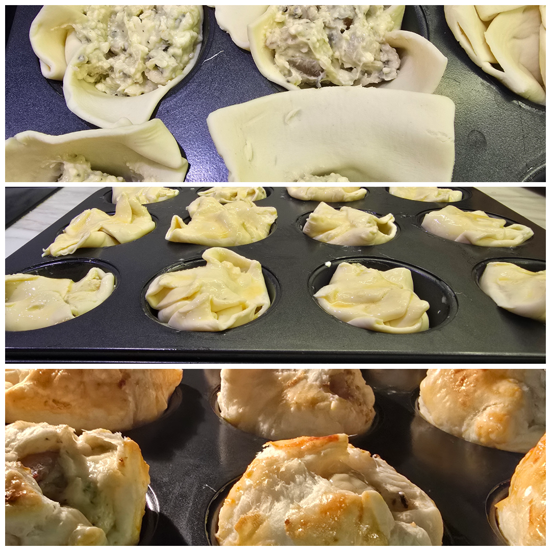 Puff pastry with bacon and blue cheese