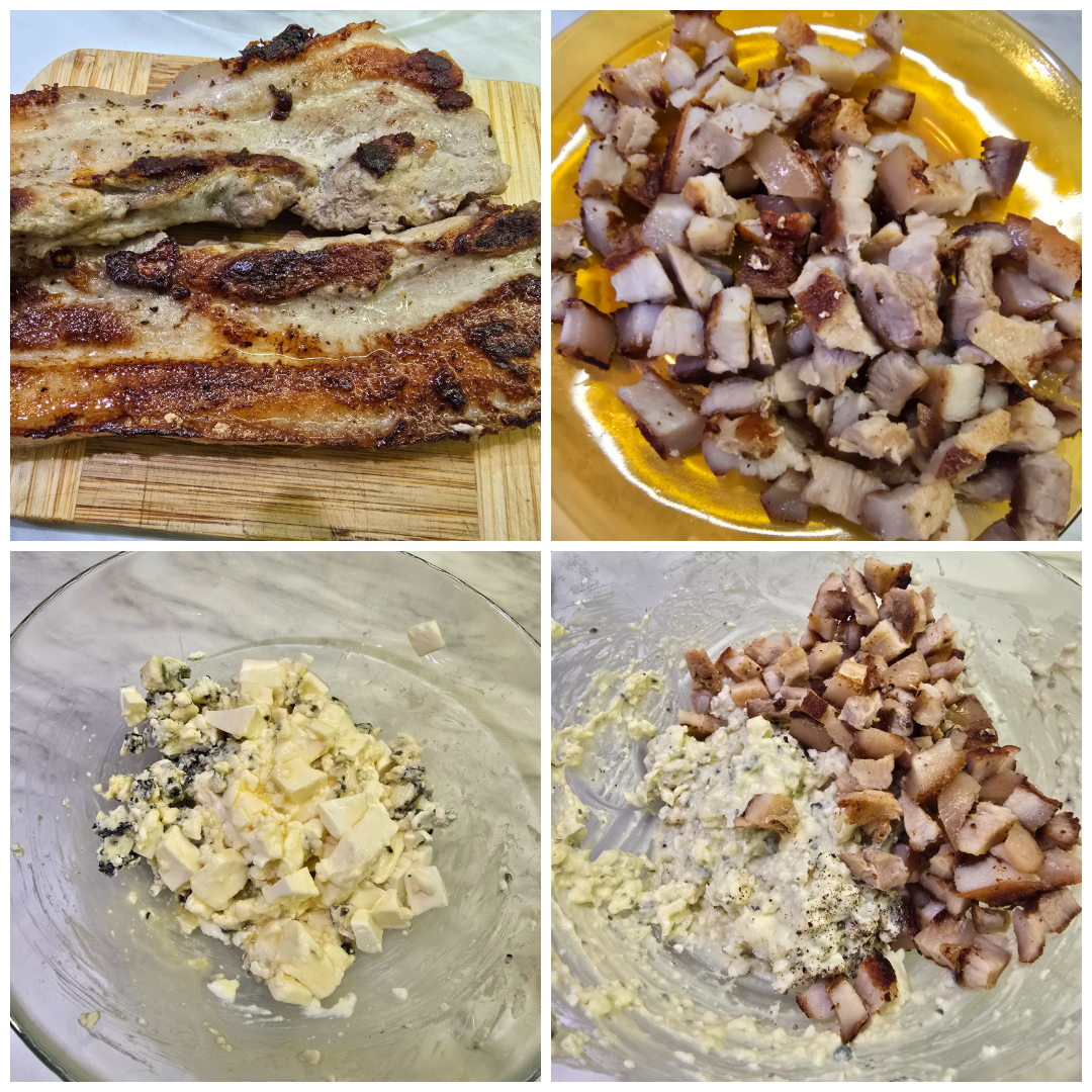 Puff pastry with bacon and blue cheese