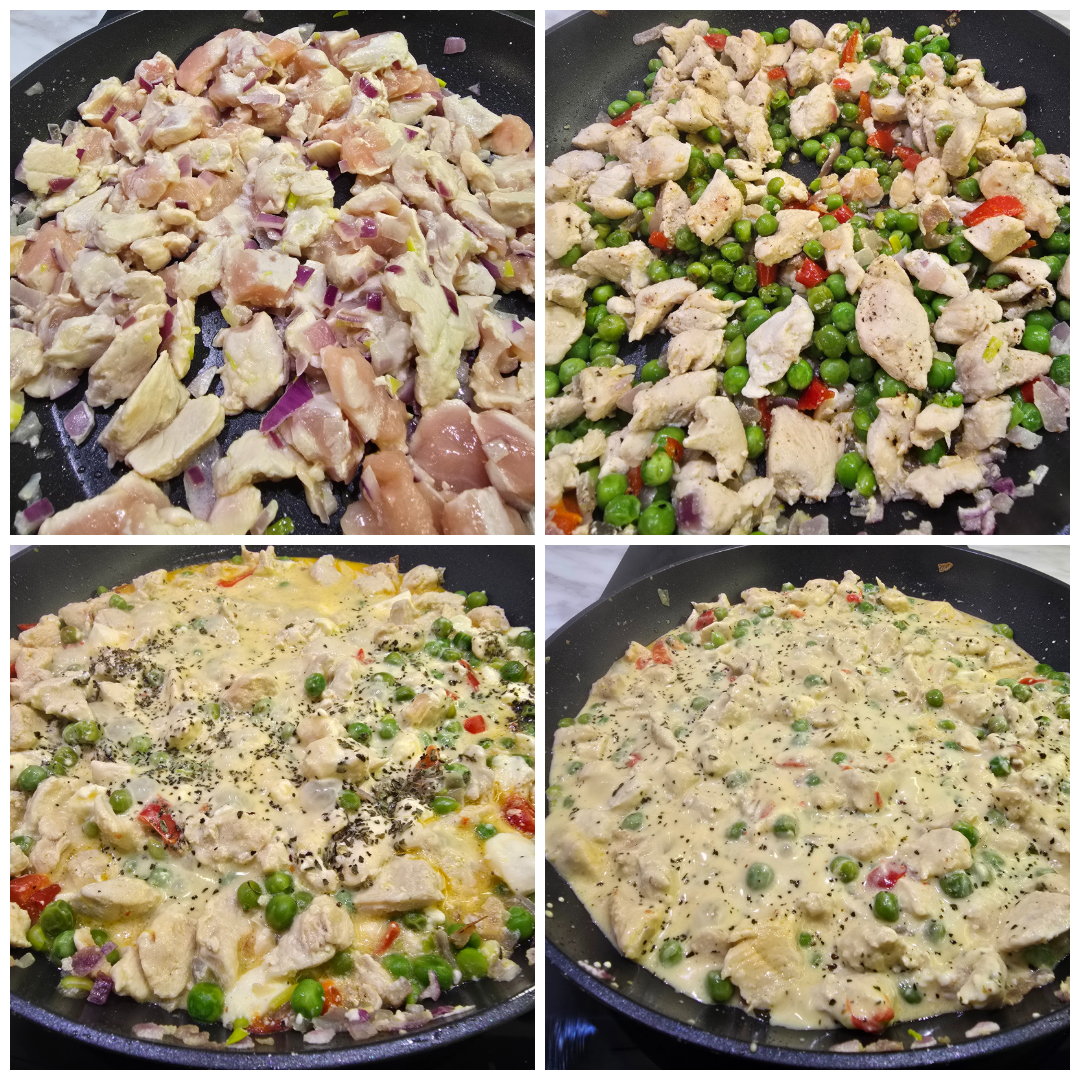 Fusilli with chicken and cream cheese