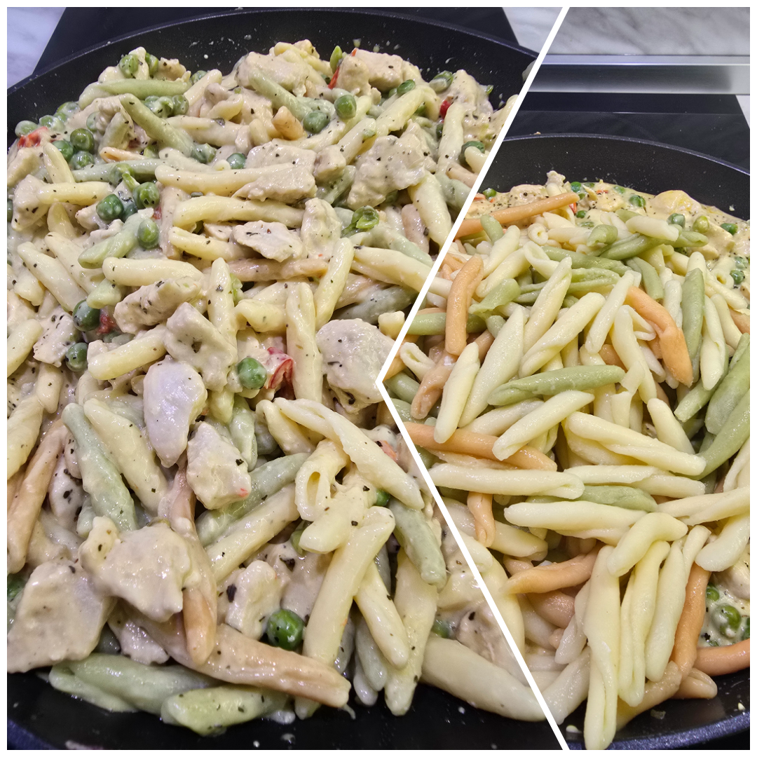 Fusilli with chicken and cream cheese