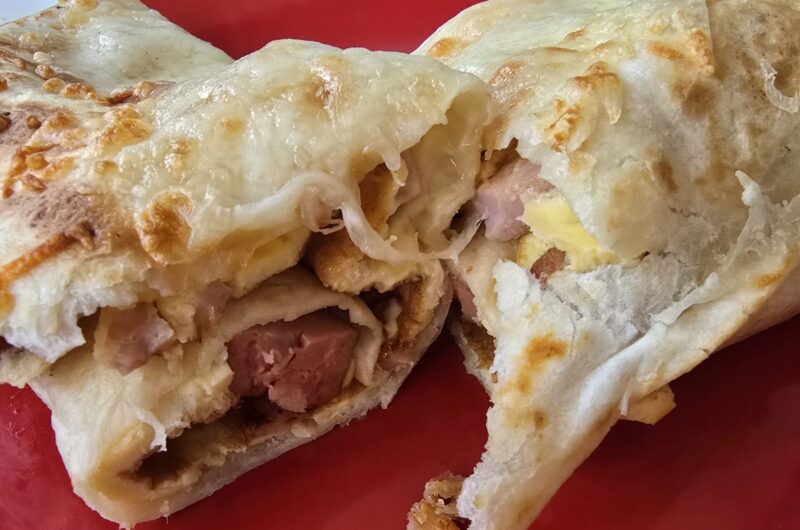 Easy and Cheesy Tortilla Rolls with Eggs and Ham (Video)