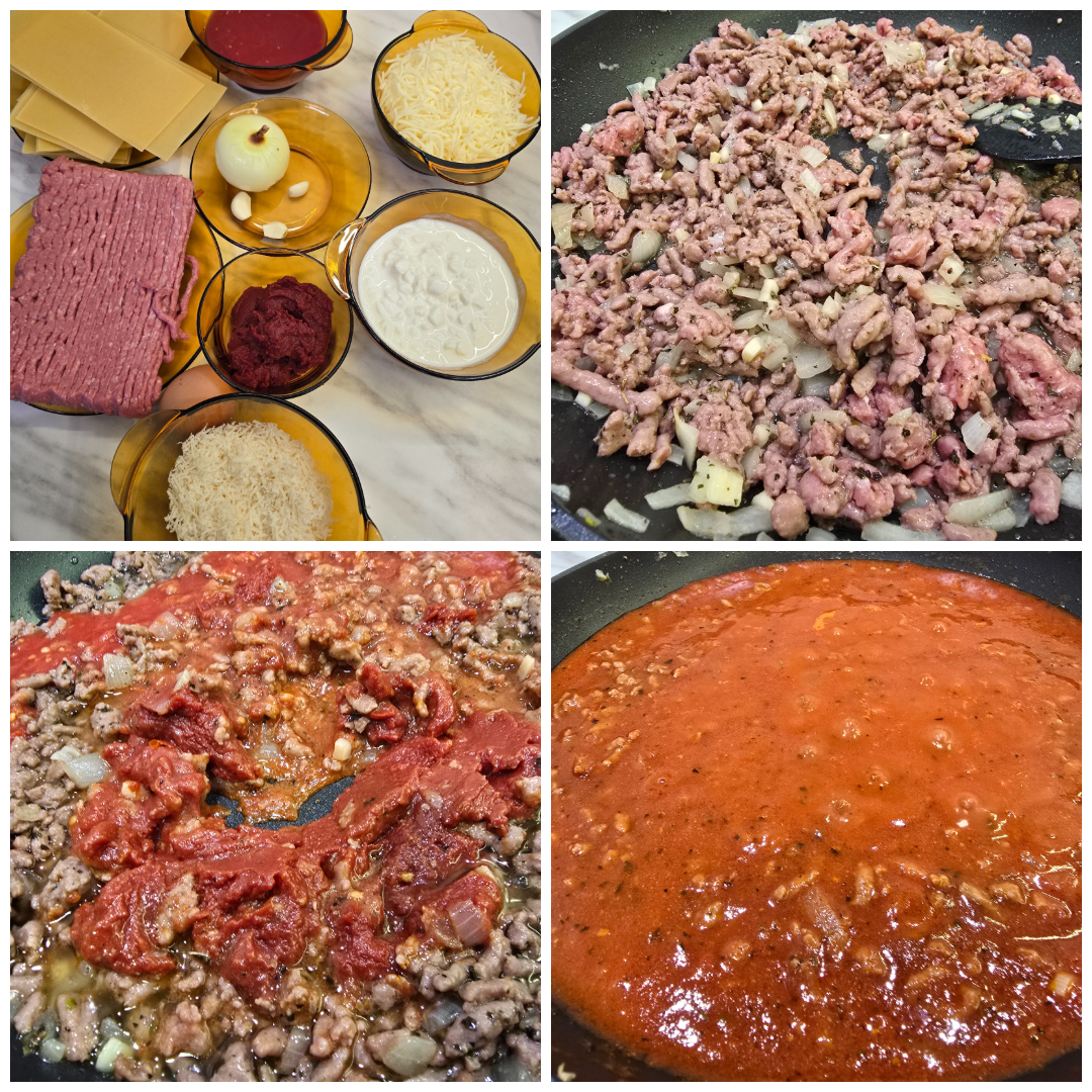 Lazagna with cottage cheese and mozzarella