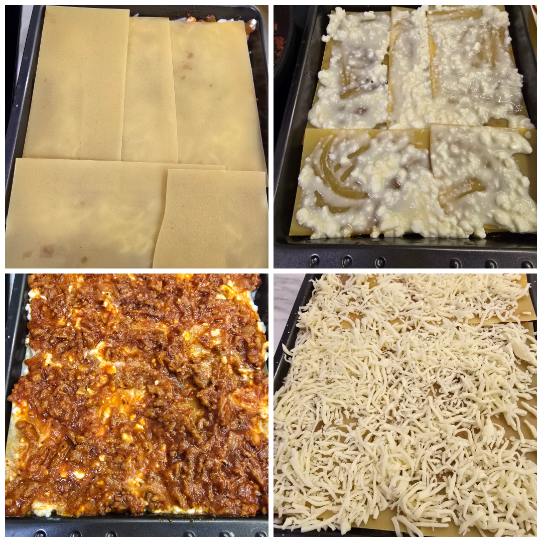 Lazagna with cottage cheese and mozzarella