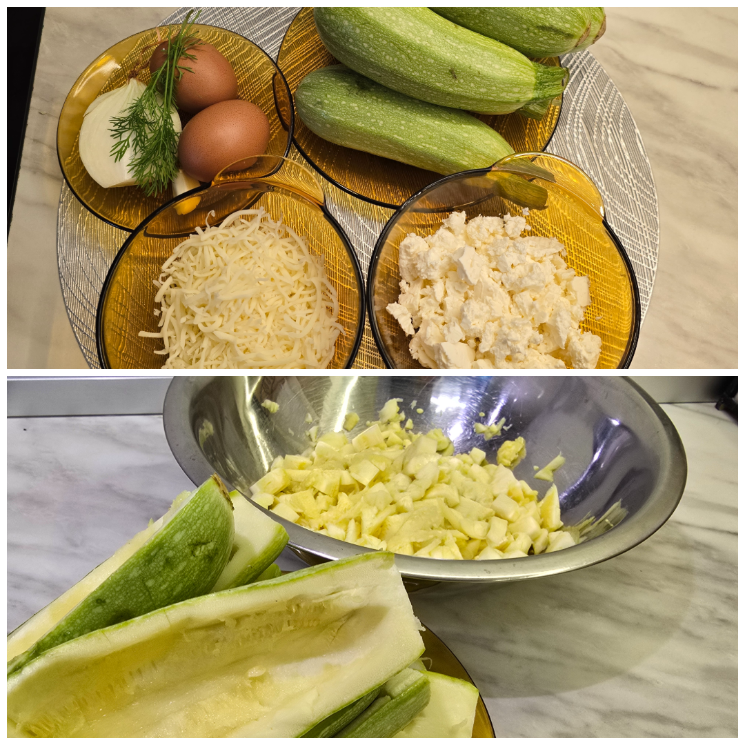 Zucchini boats with feta cheese