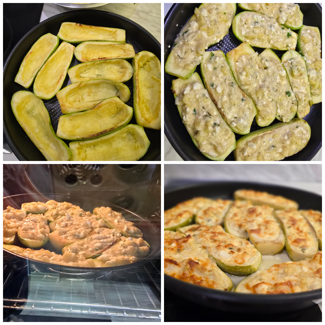 Zucchini boats with feta cheese