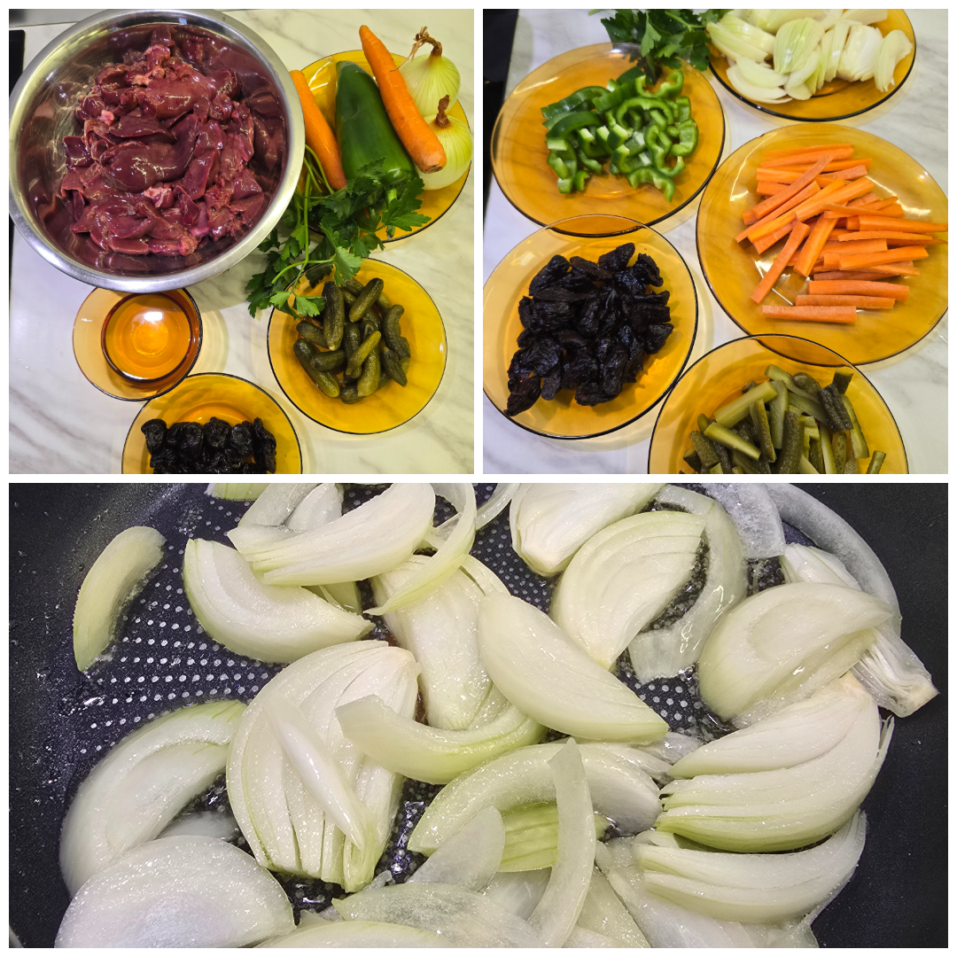 Chicken livers with plums