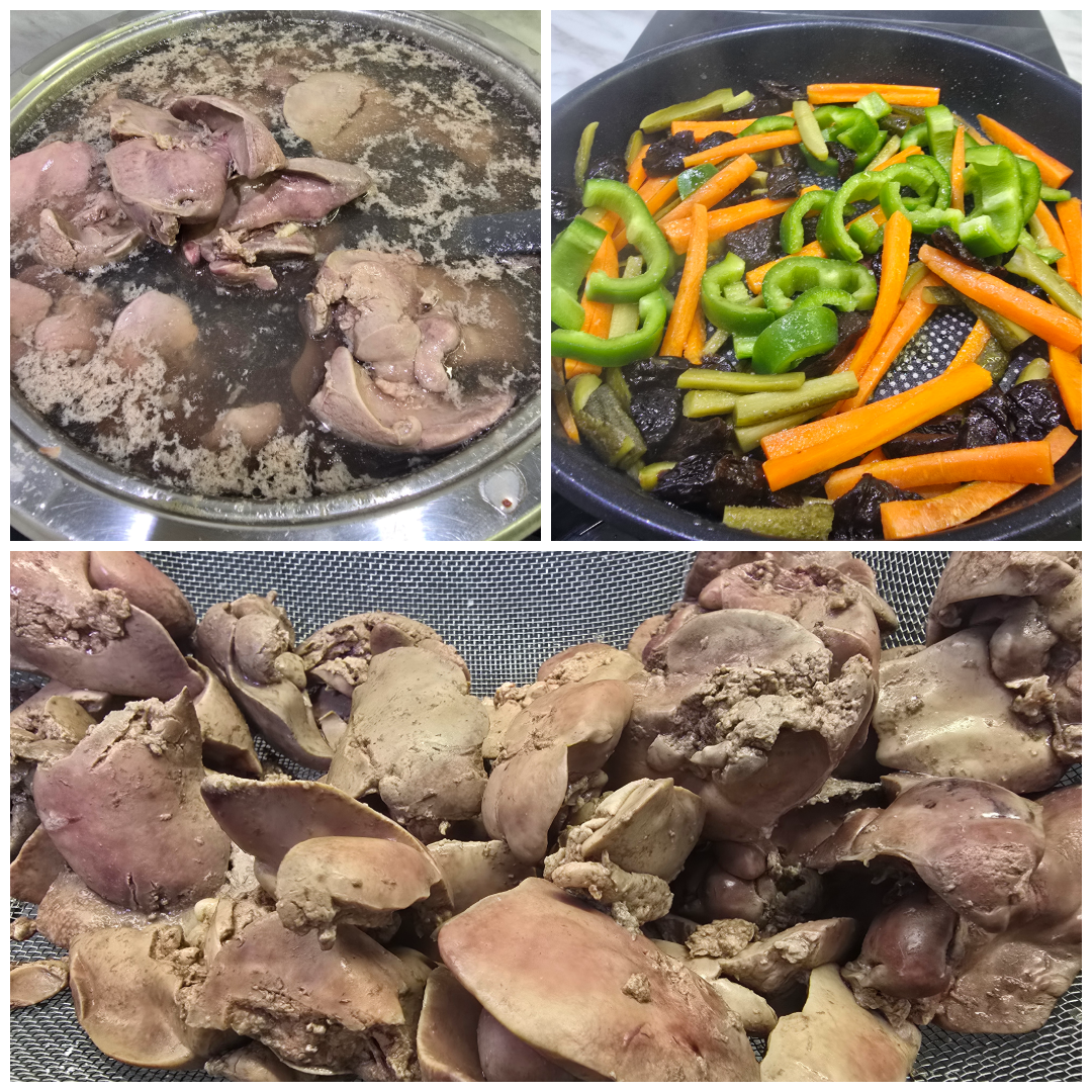 Chicken livers with plums