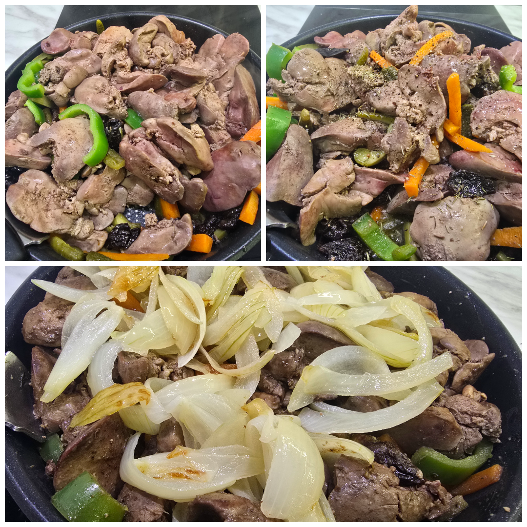 Chicken livers with plums