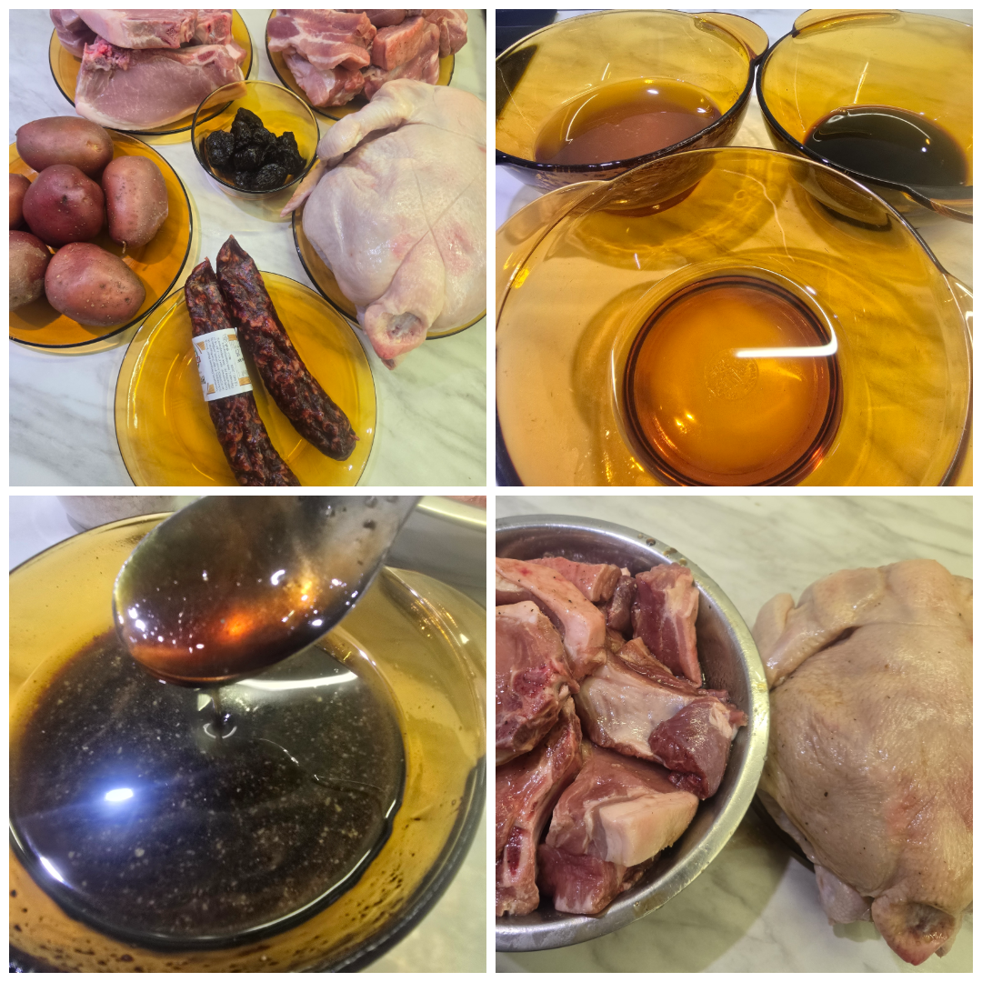 Pork ribs with whole chicken