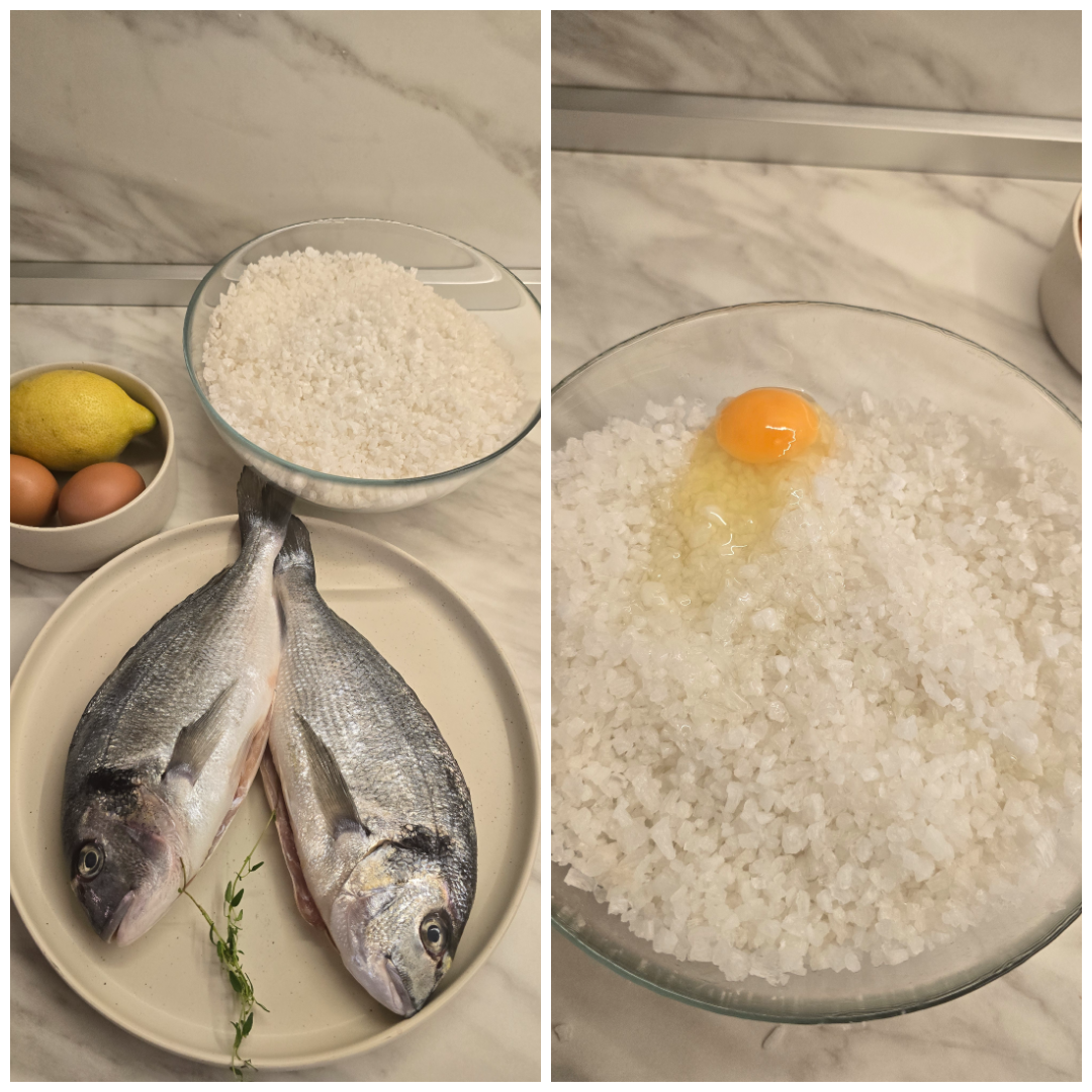 Baked bream in sea salt