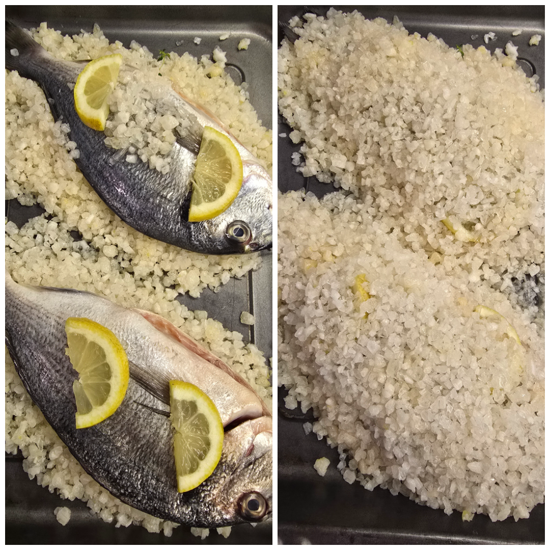 Baked bream in sea salt